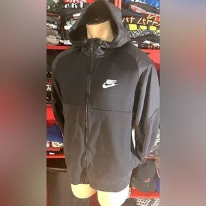Vintage NIKE ( Blue Tag ) Black Zip Up Seasonal Hooded Sweatshirt X Size : XL